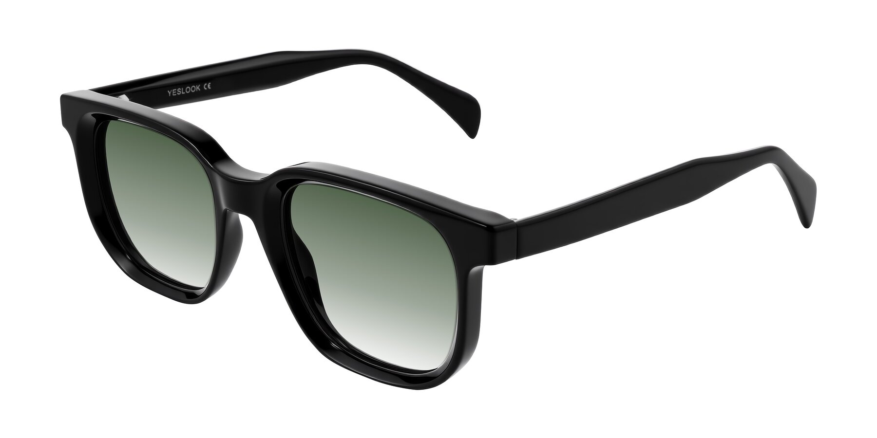 Angle of Mysterious in Black with Green Gradient Lenses