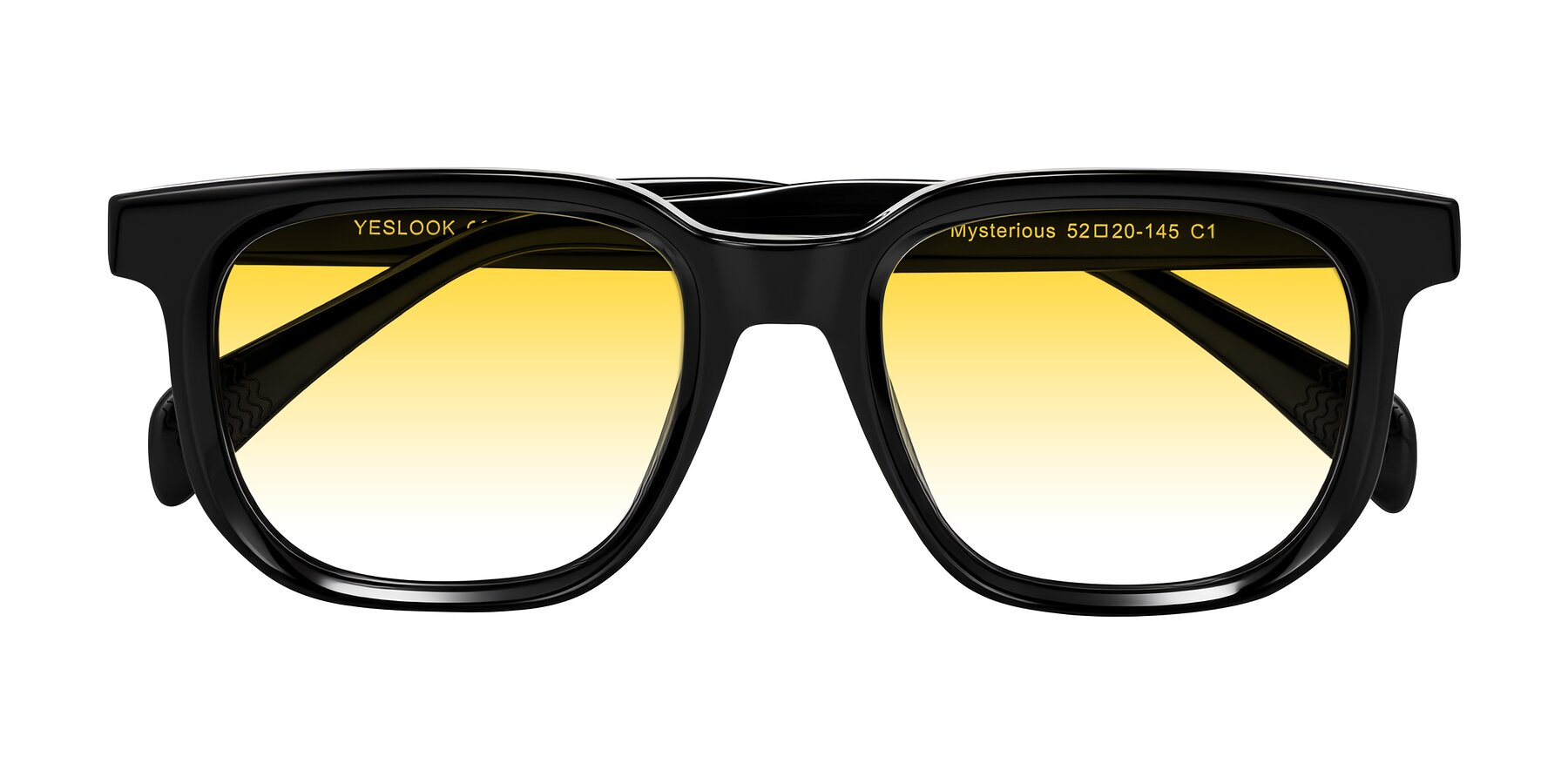 Folded Front of Mysterious in Black with Yellow Gradient Lenses