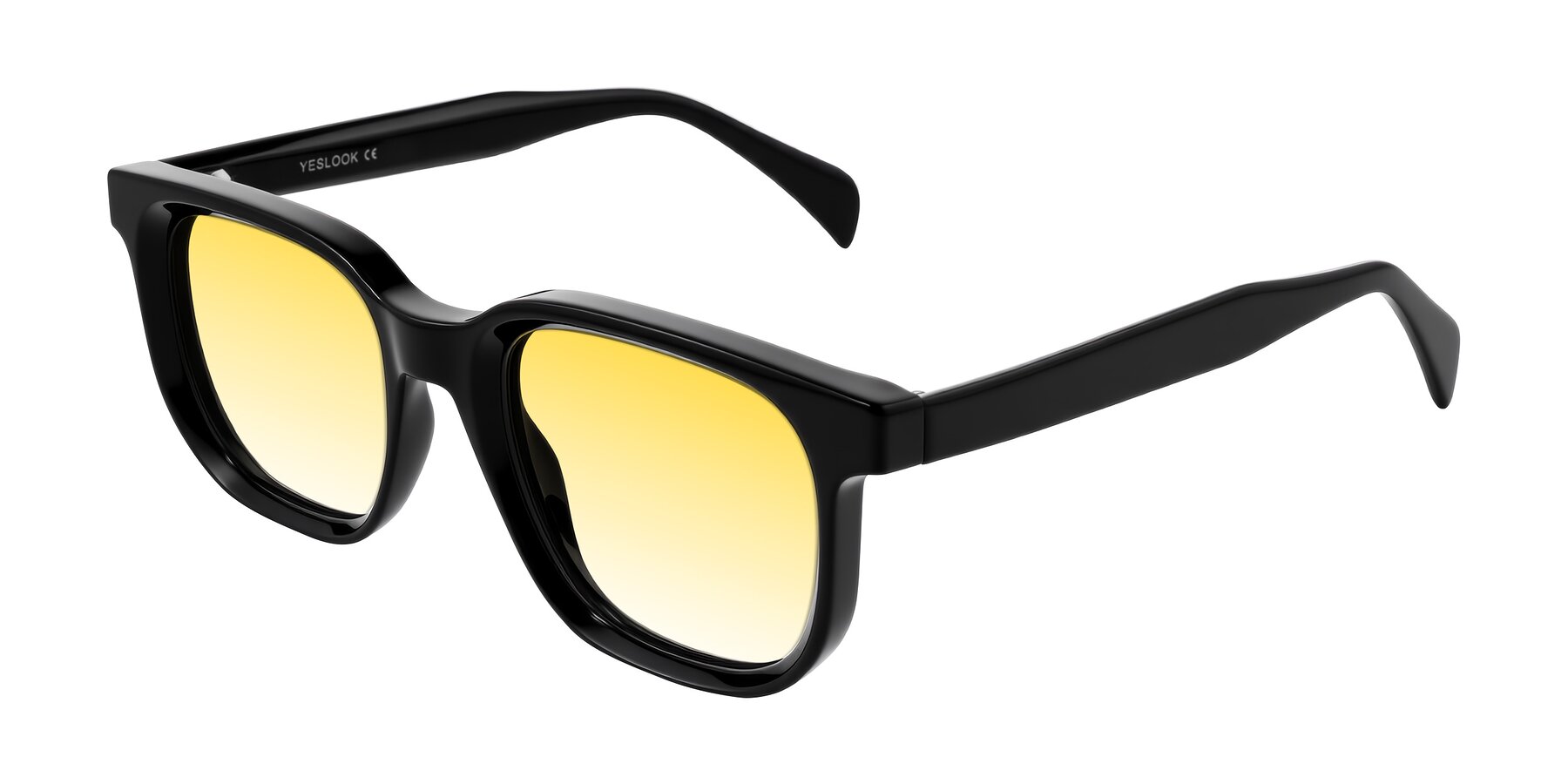 Angle of Mysterious in Black with Yellow Gradient Lenses