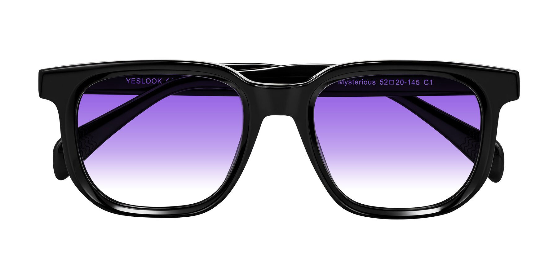 Folded Front of Mysterious in Black with Purple Gradient Lenses