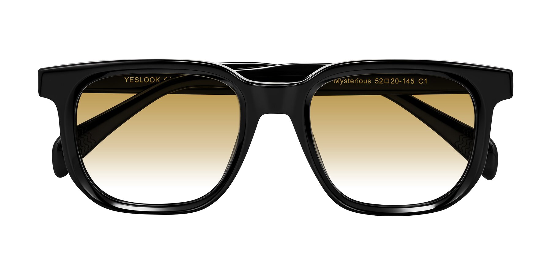 Folded Front of Mysterious in Black with Champagne Gradient Lenses
