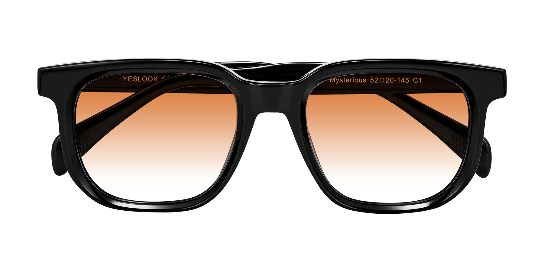 Folded Front of Mysterious in Black with Orange Gradient Lenses