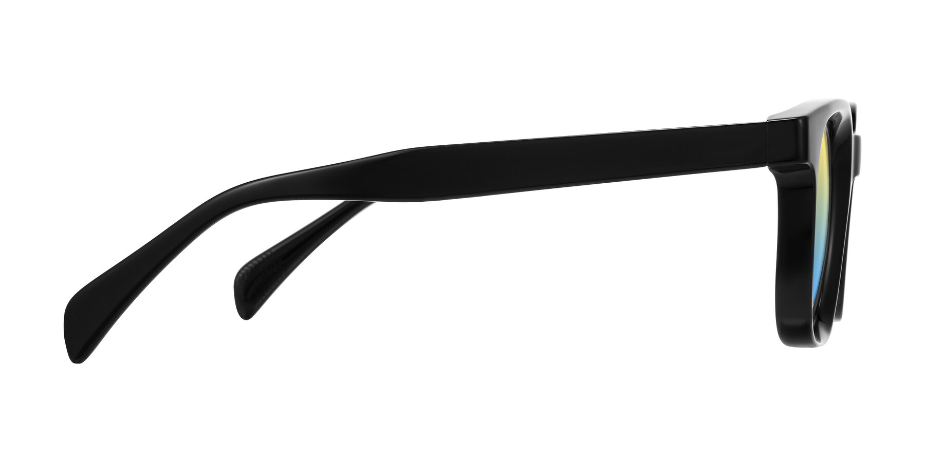 Side of Mysterious in Black with Yellow / Blue Gradient Lenses