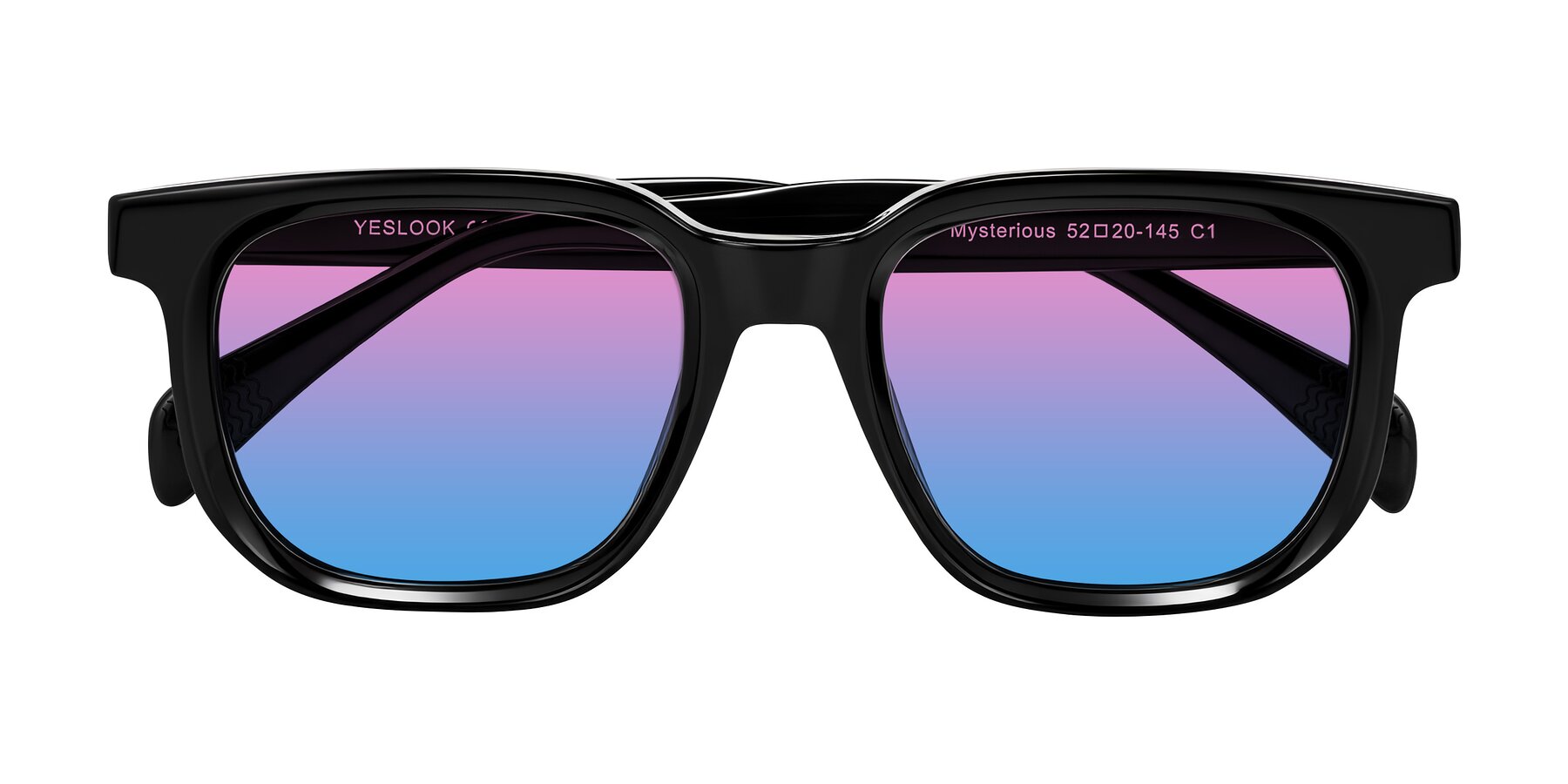 Folded Front of Mysterious in Black with Pink / Blue Gradient Lenses