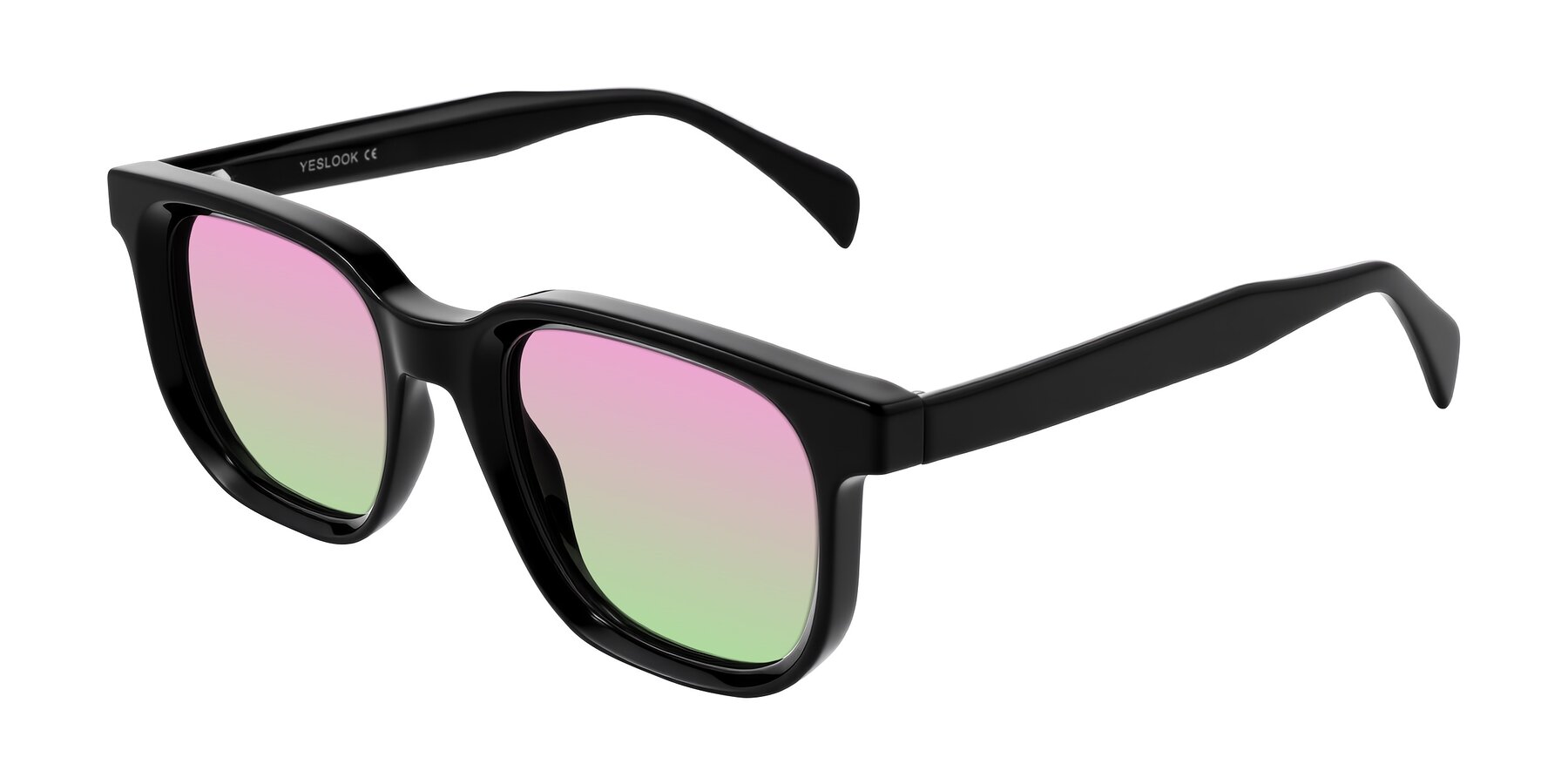 Angle of Mysterious in Black with Pink / Green Gradient Lenses