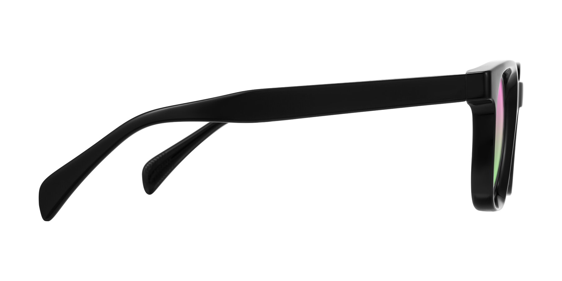 Side of Mysterious in Black with Pink / Green Gradient Lenses