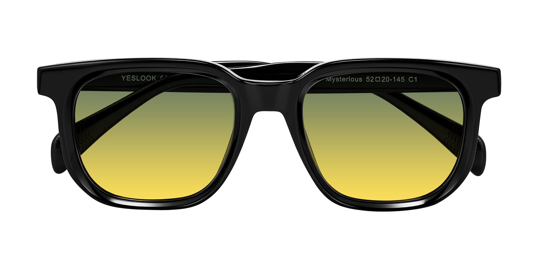 Folded Front of Mysterious in Black with Green / Yellow Gradient Lenses