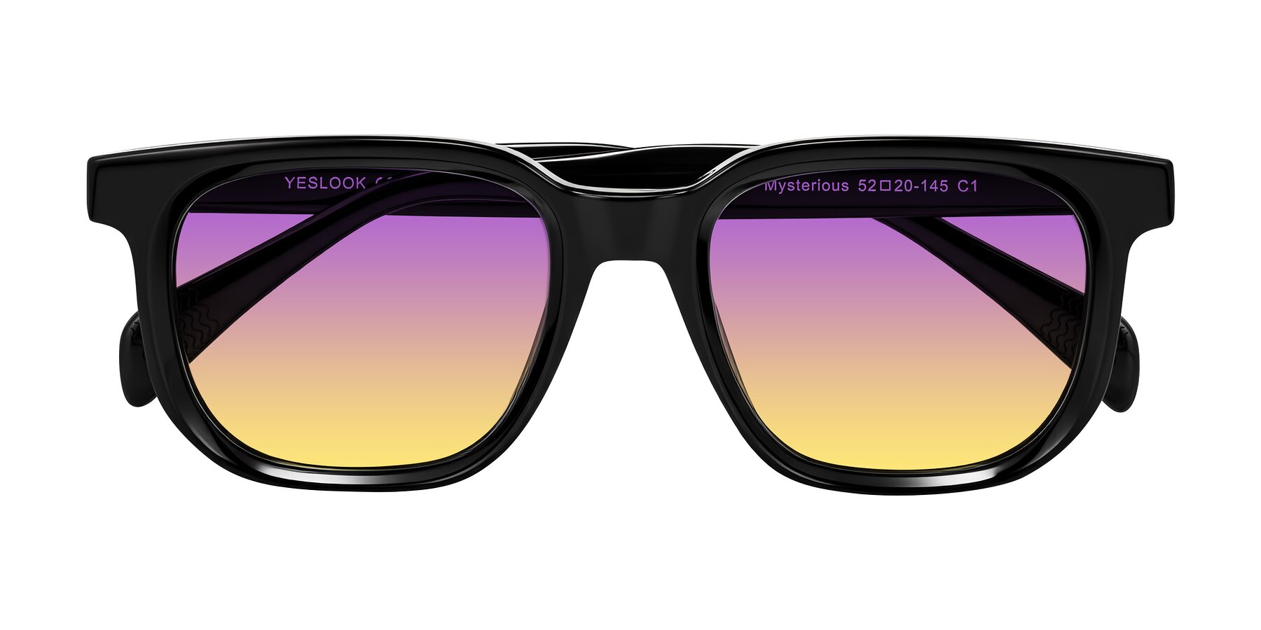Folded Front of Mysterious in Black with Purple / Yellow Gradient Lenses