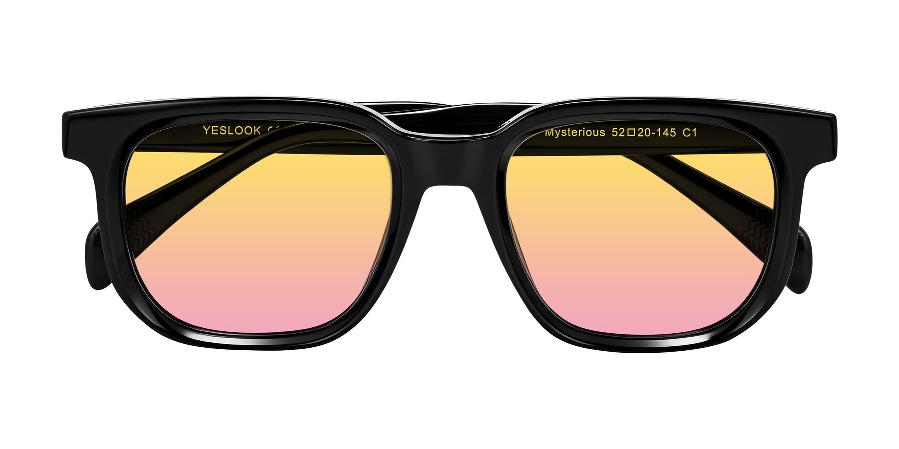 Folded Front of Mysterious in Black with Yellow / Pink Gradient Lenses