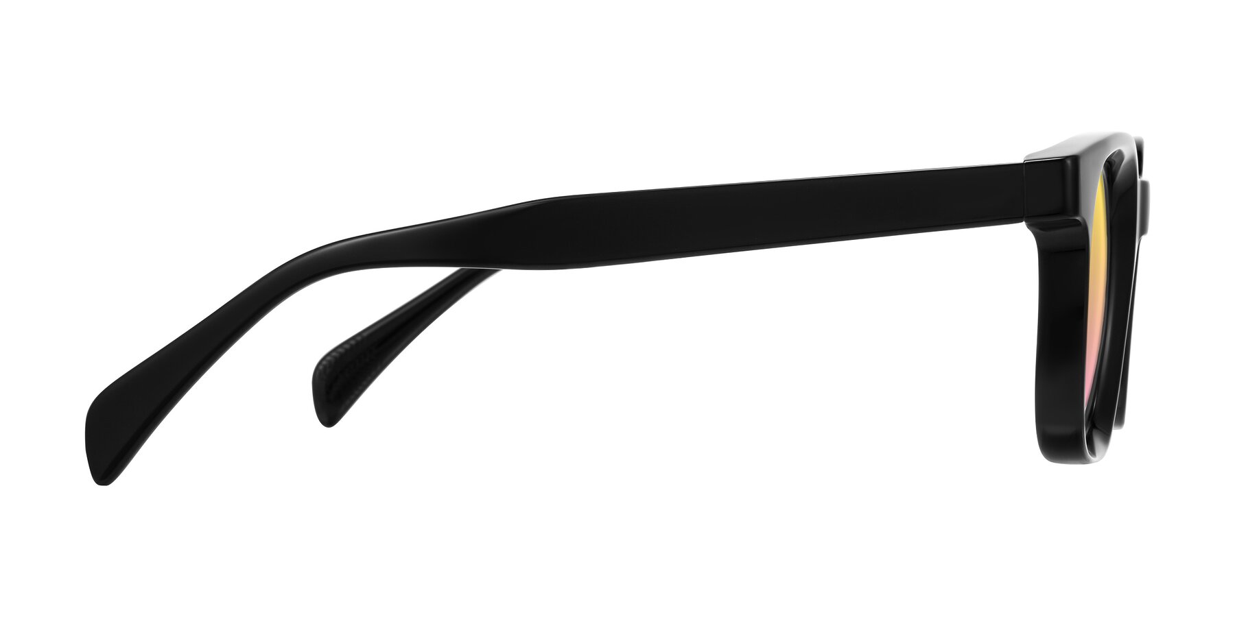 Side of Mysterious in Black with Yellow / Pink Gradient Lenses