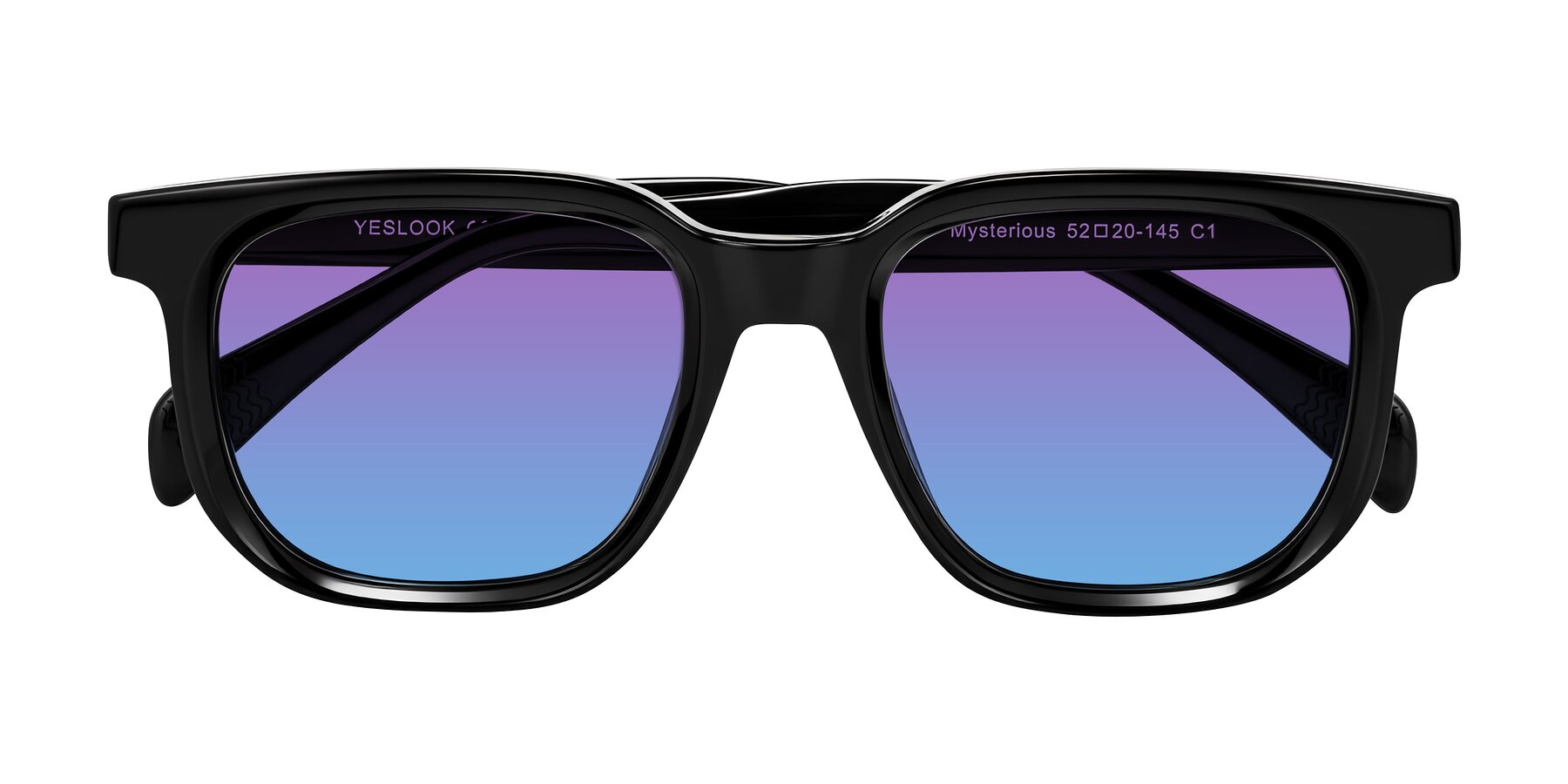 Folded Front of Mysterious in Black with Purple / Blue Gradient Lenses