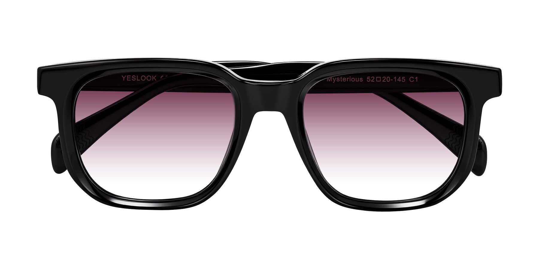 Folded Front of Mysterious in Black with Wine Gradient Lenses