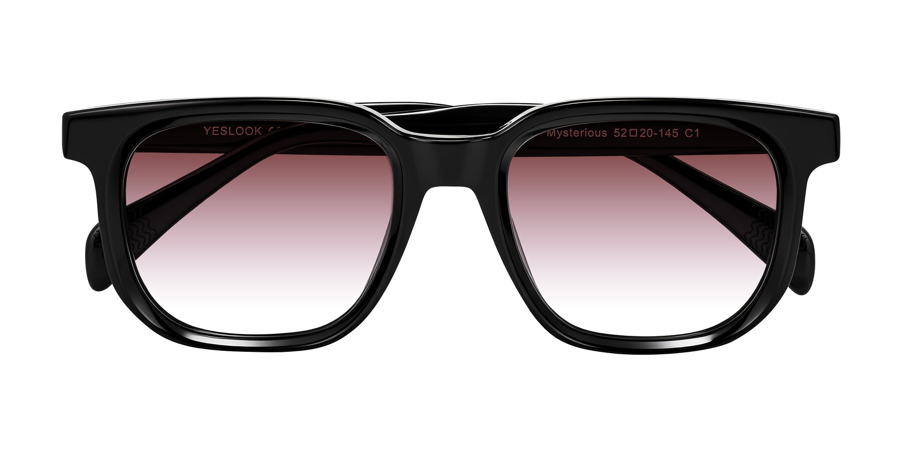 Folded Front of Mysterious in Black with Garnet Gradient Lenses