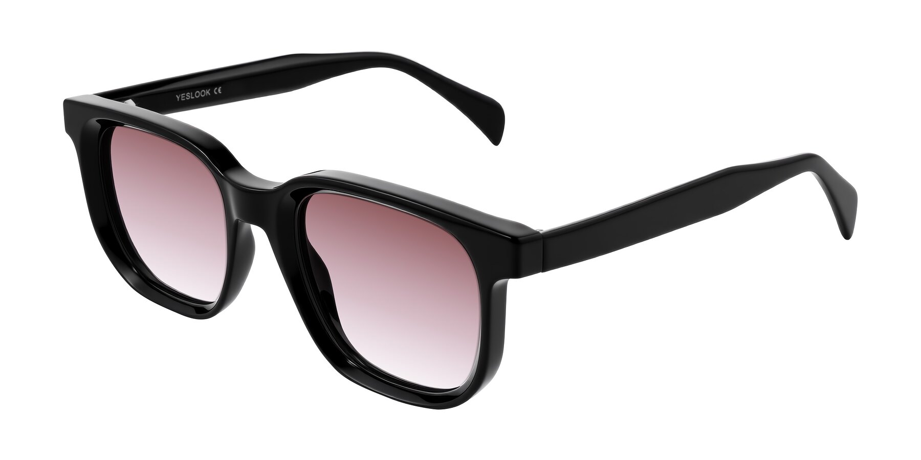 Angle of Mysterious in Black with Garnet Gradient Lenses