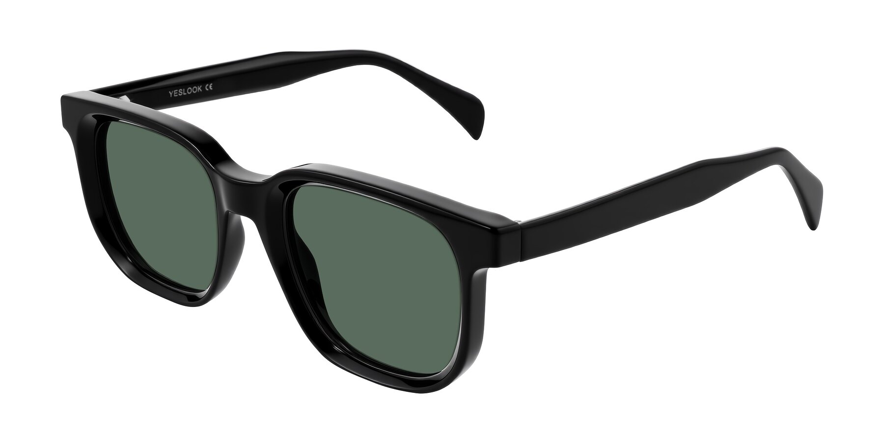 Angle of Mysterious in Black with Green Polarized Lenses