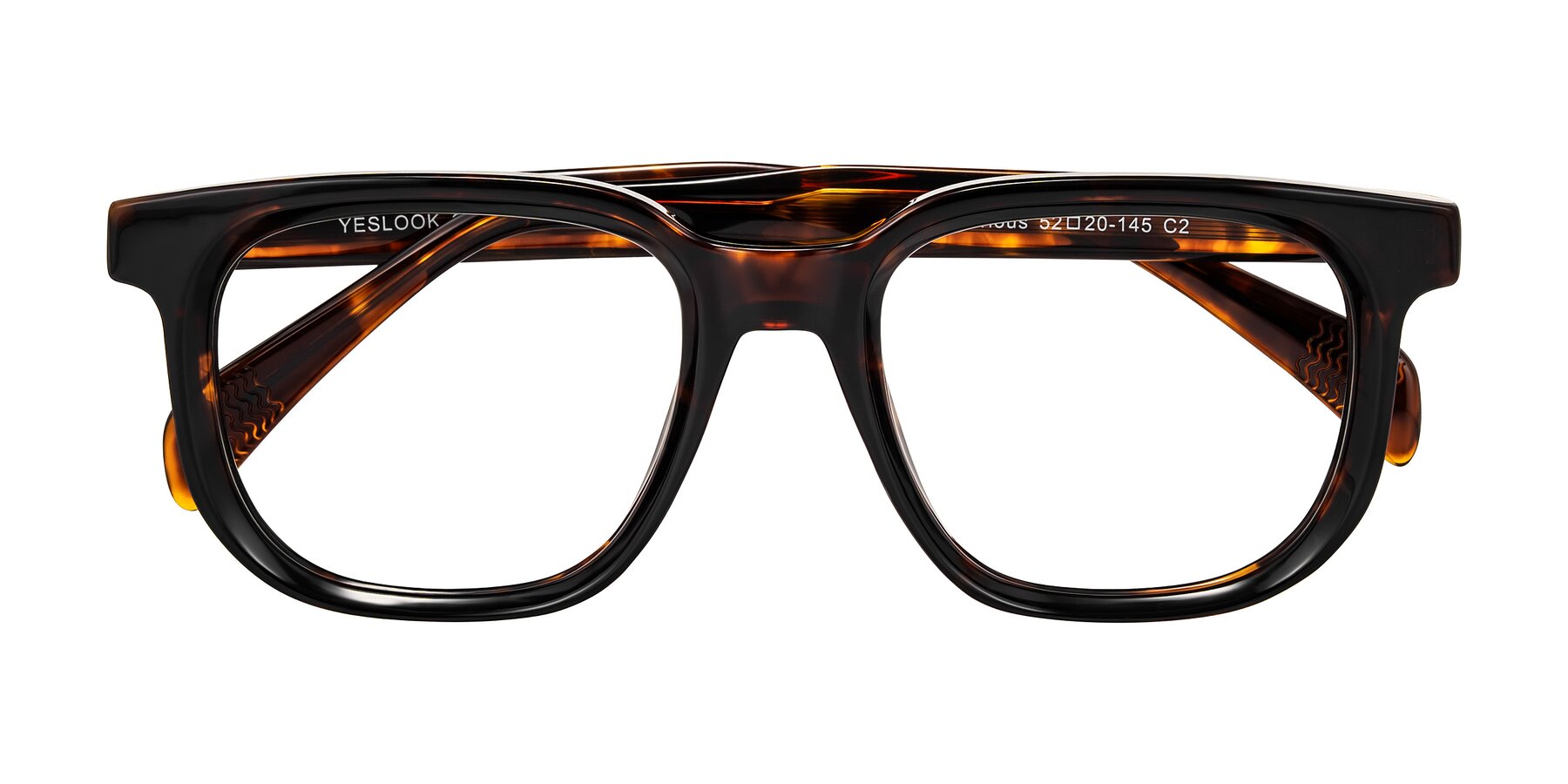 Folded Front of Mysterious in Dark Tortoise with Clear Eyeglass Lenses