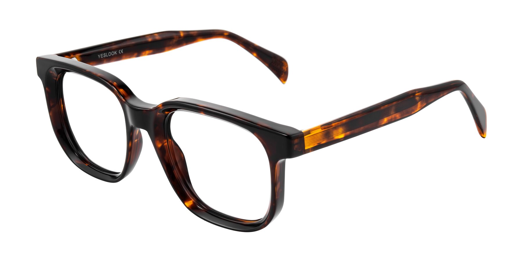 Angle of Mysterious in Dark Tortoise with Clear Eyeglass Lenses