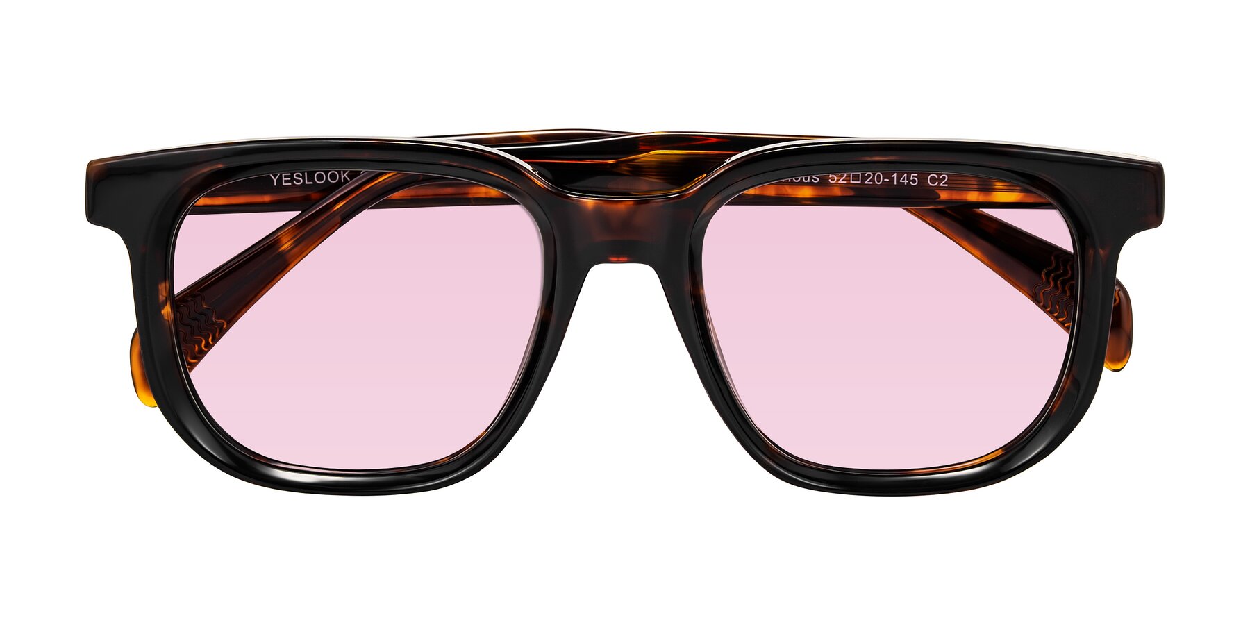 Folded Front of Mysterious in Dark Tortoise with Light Pink Tinted Lenses