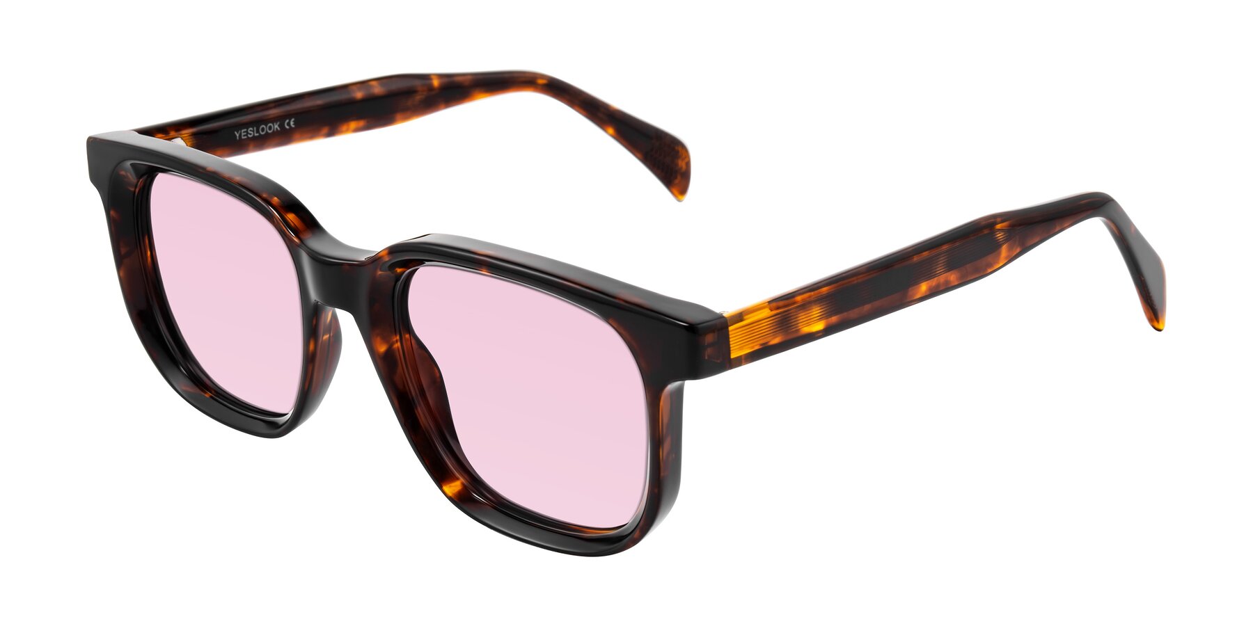 Angle of Mysterious in Dark Tortoise with Light Pink Tinted Lenses