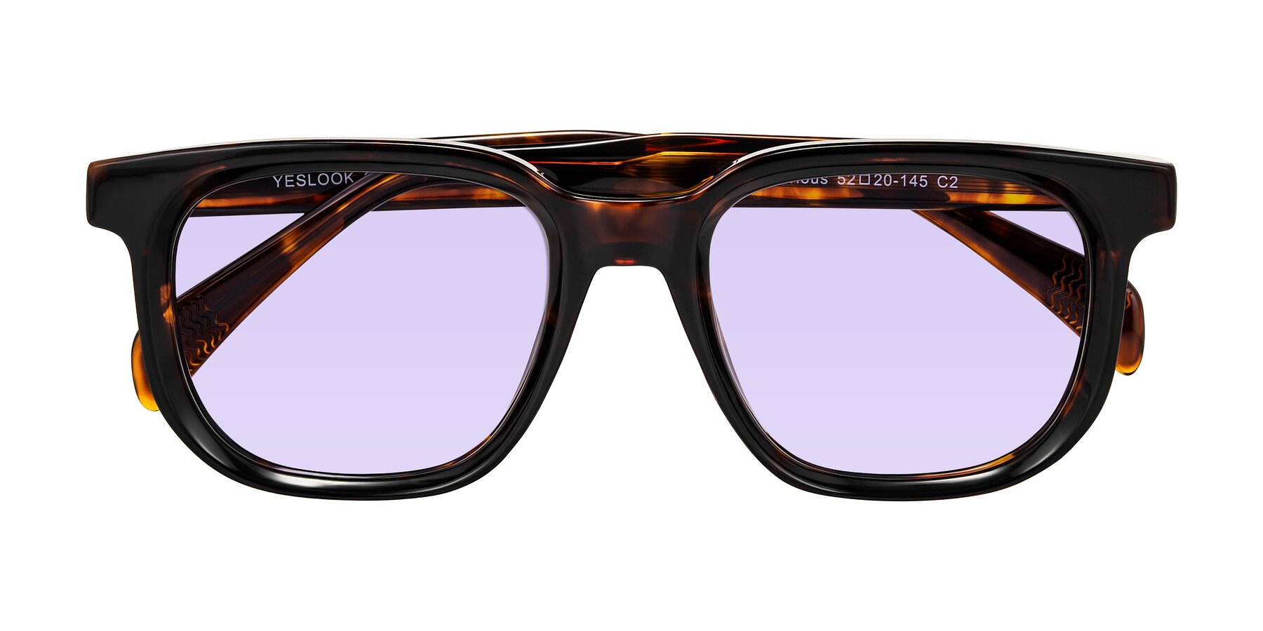 Folded Front of Mysterious in Dark Tortoise with Light Purple Tinted Lenses