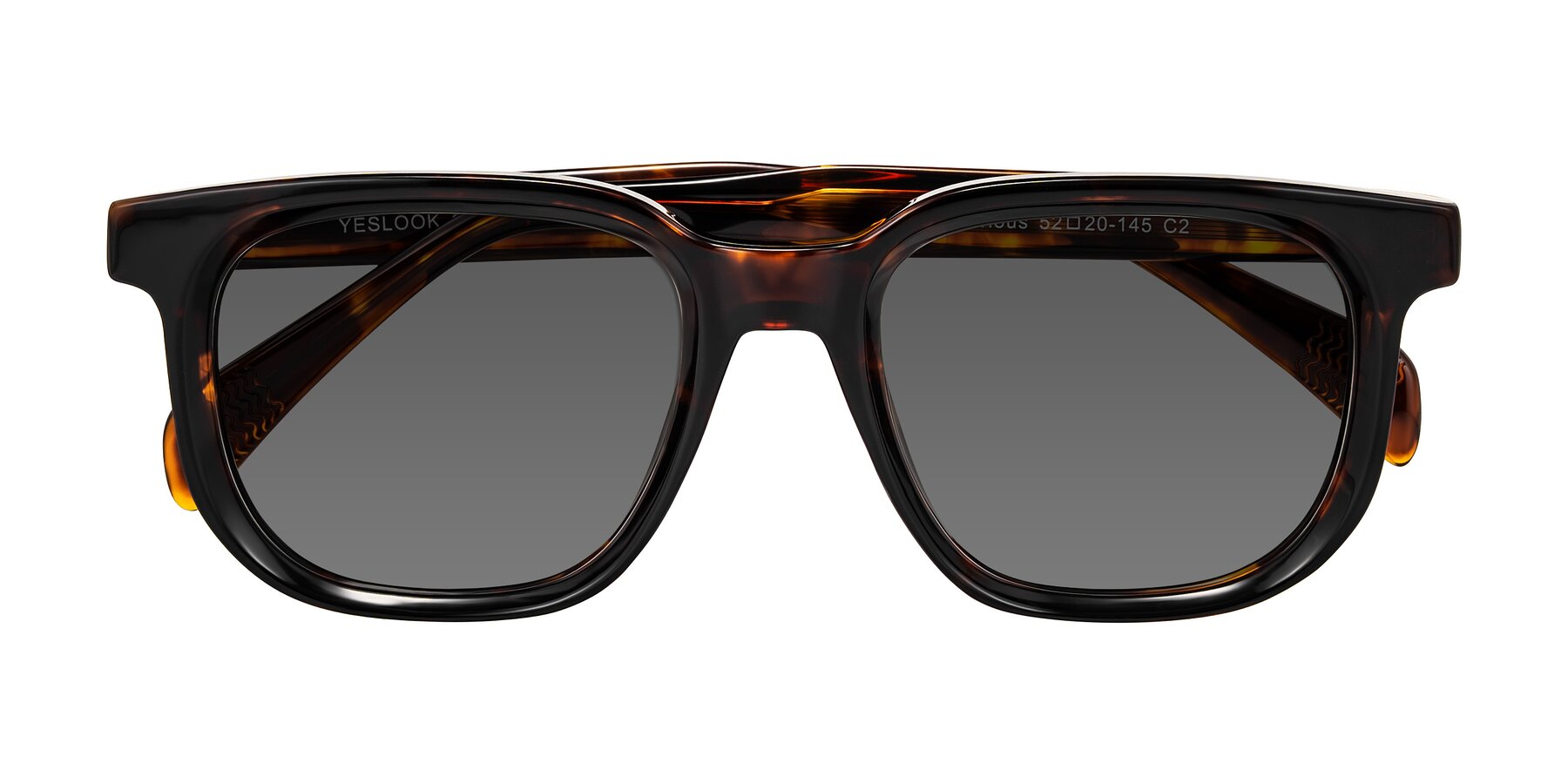 Folded Front of Mysterious in Dark Tortoise with Medium Gray Tinted Lenses