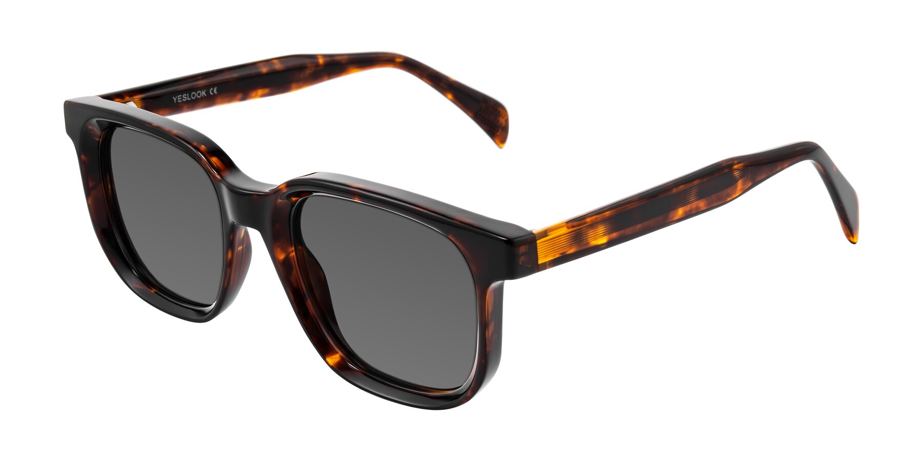 Angle of Mysterious in Dark Tortoise with Medium Gray Tinted Lenses