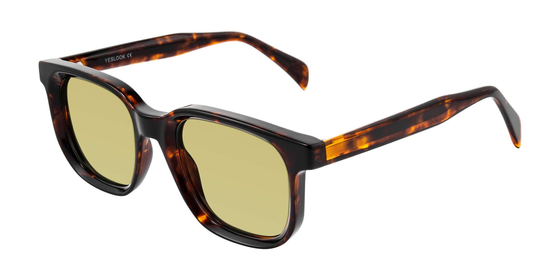 Angle of Mysterious in Dark Tortoise with Medium Champagne Tinted Lenses