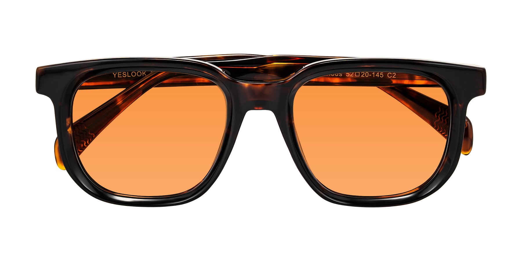 Folded Front of Mysterious in Dark Tortoise with Orange Tinted Lenses
