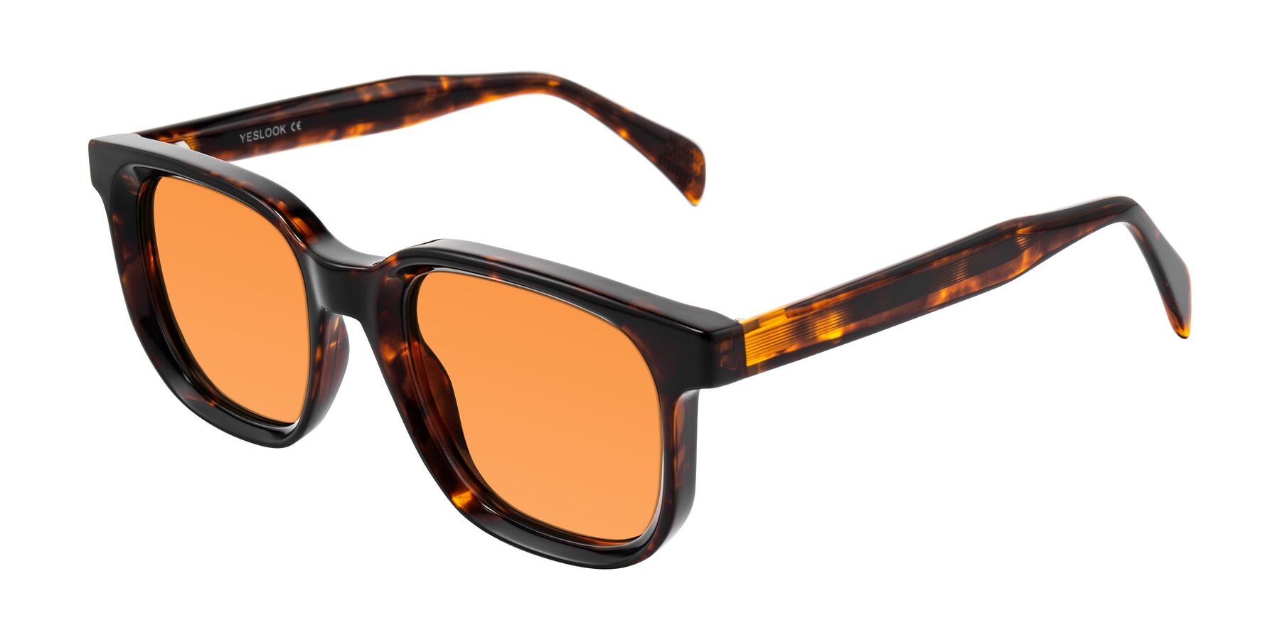 Angle of Mysterious in Dark Tortoise with Orange Tinted Lenses