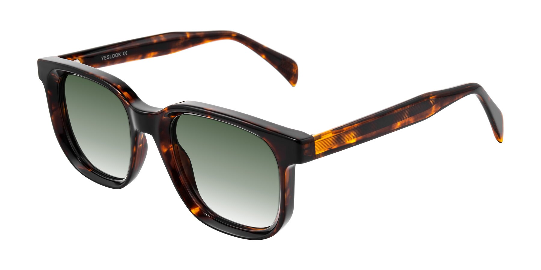 Angle of Mysterious in Dark Tortoise with Green Gradient Lenses