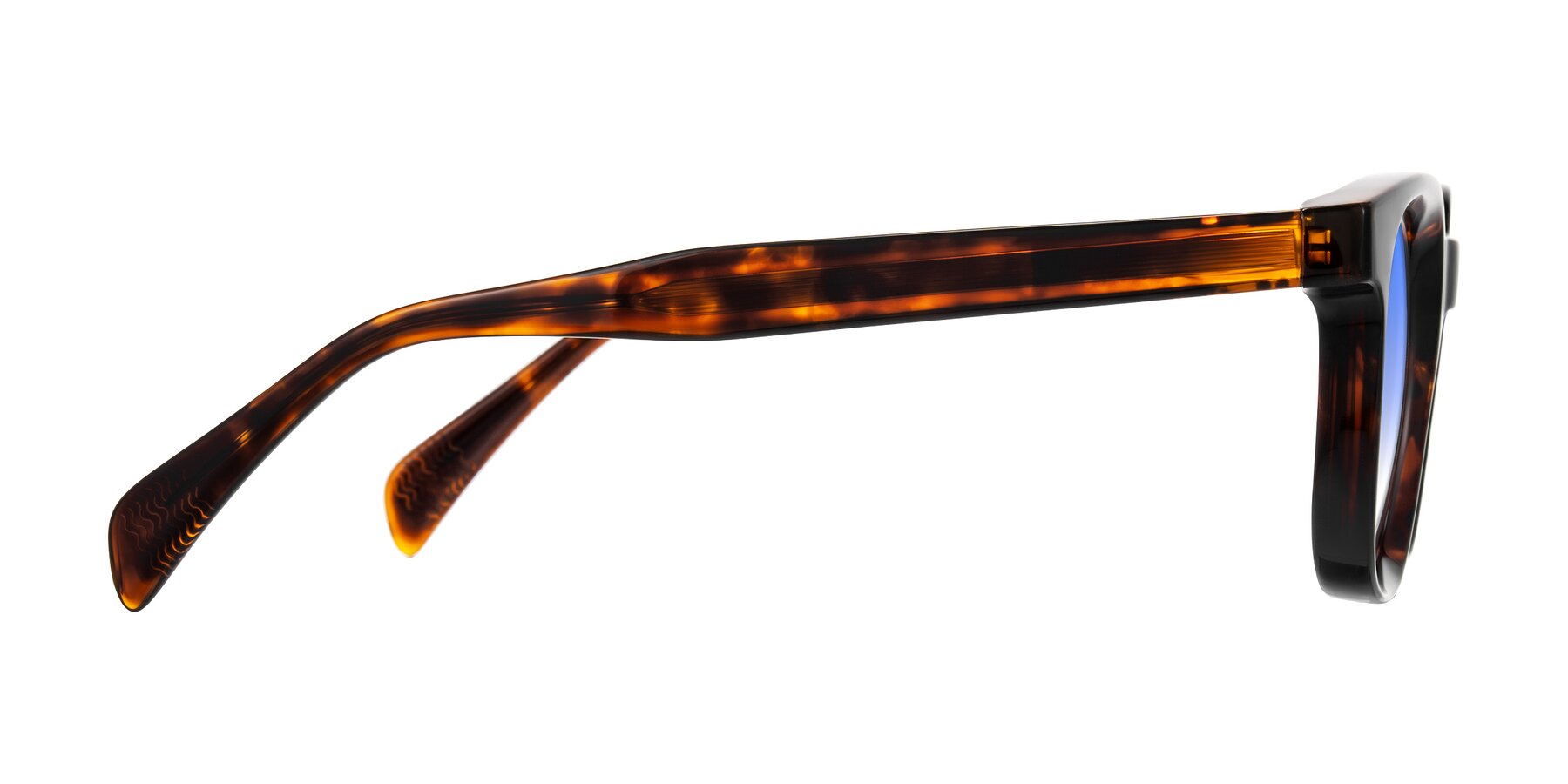 Side of Mysterious in Dark Tortoise with Blue Gradient Lenses