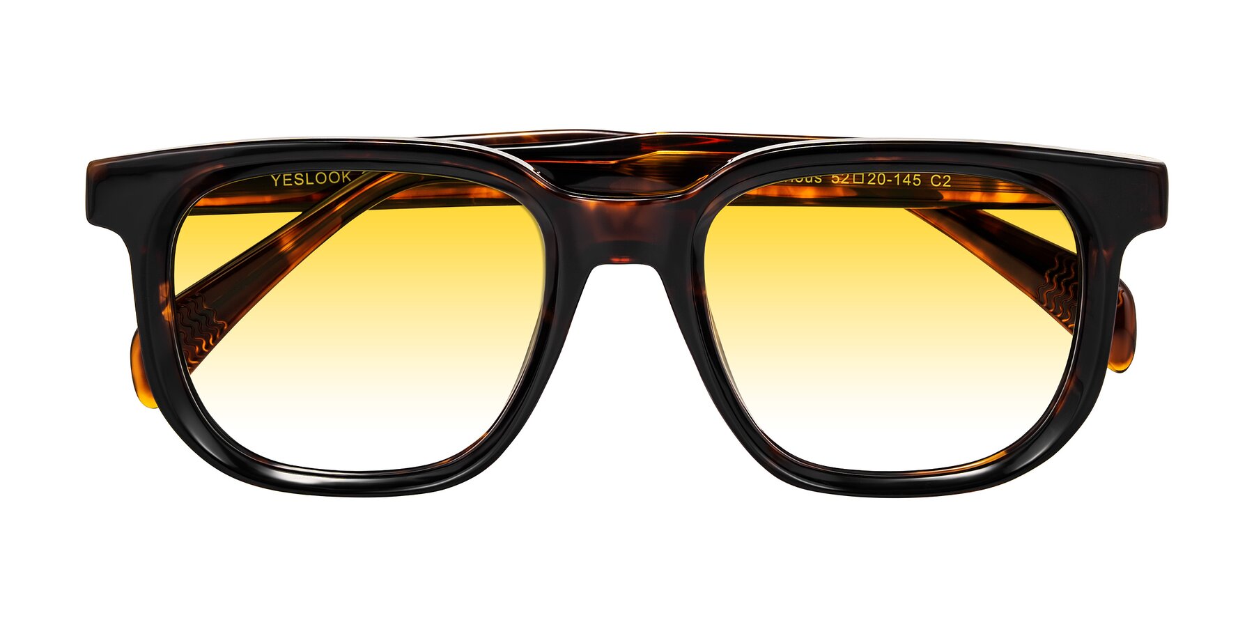 Folded Front of Mysterious in Dark Tortoise with Yellow Gradient Lenses