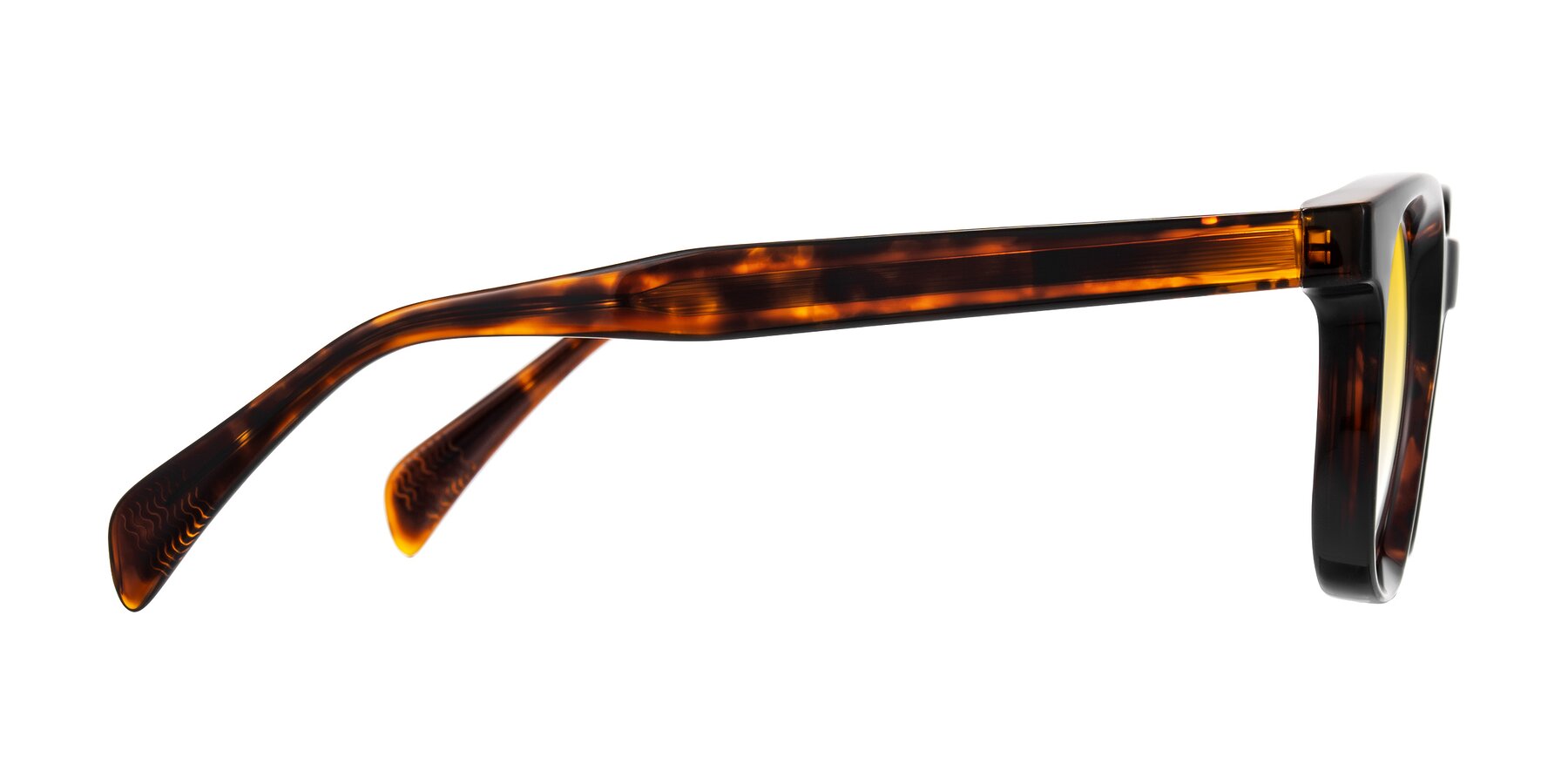 Side of Mysterious in Dark Tortoise with Yellow Gradient Lenses