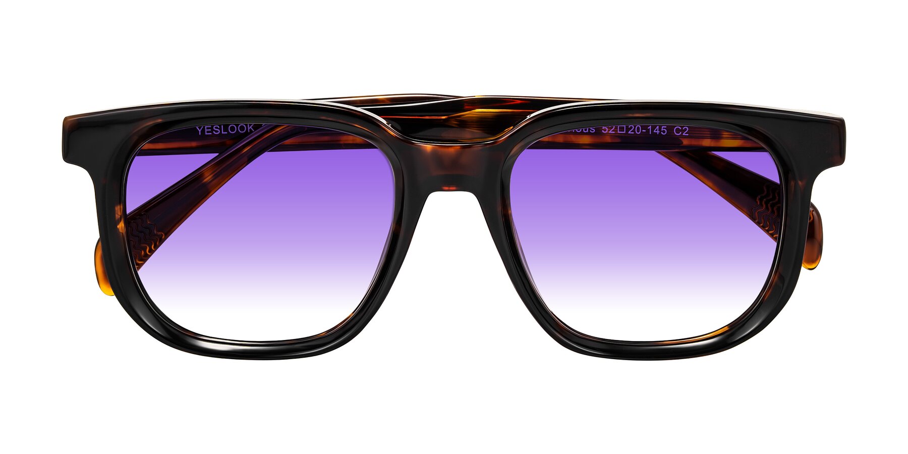 Folded Front of Mysterious in Dark Tortoise with Purple Gradient Lenses