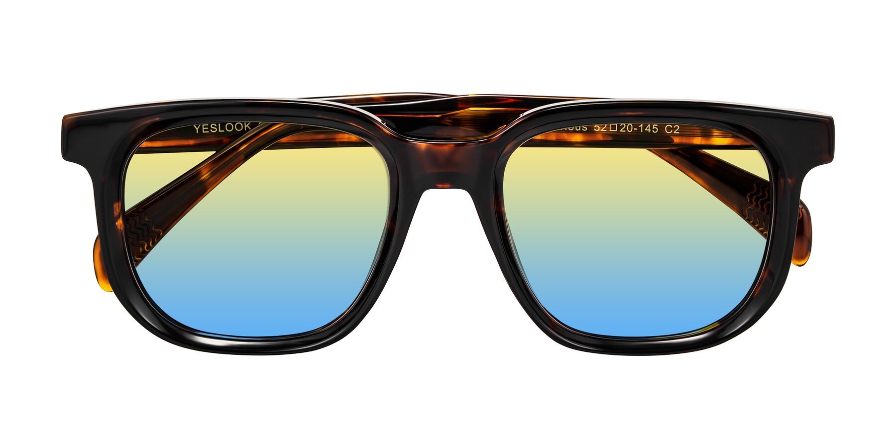 Folded Front of Mysterious in Dark Tortoise with Yellow / Blue Gradient Lenses