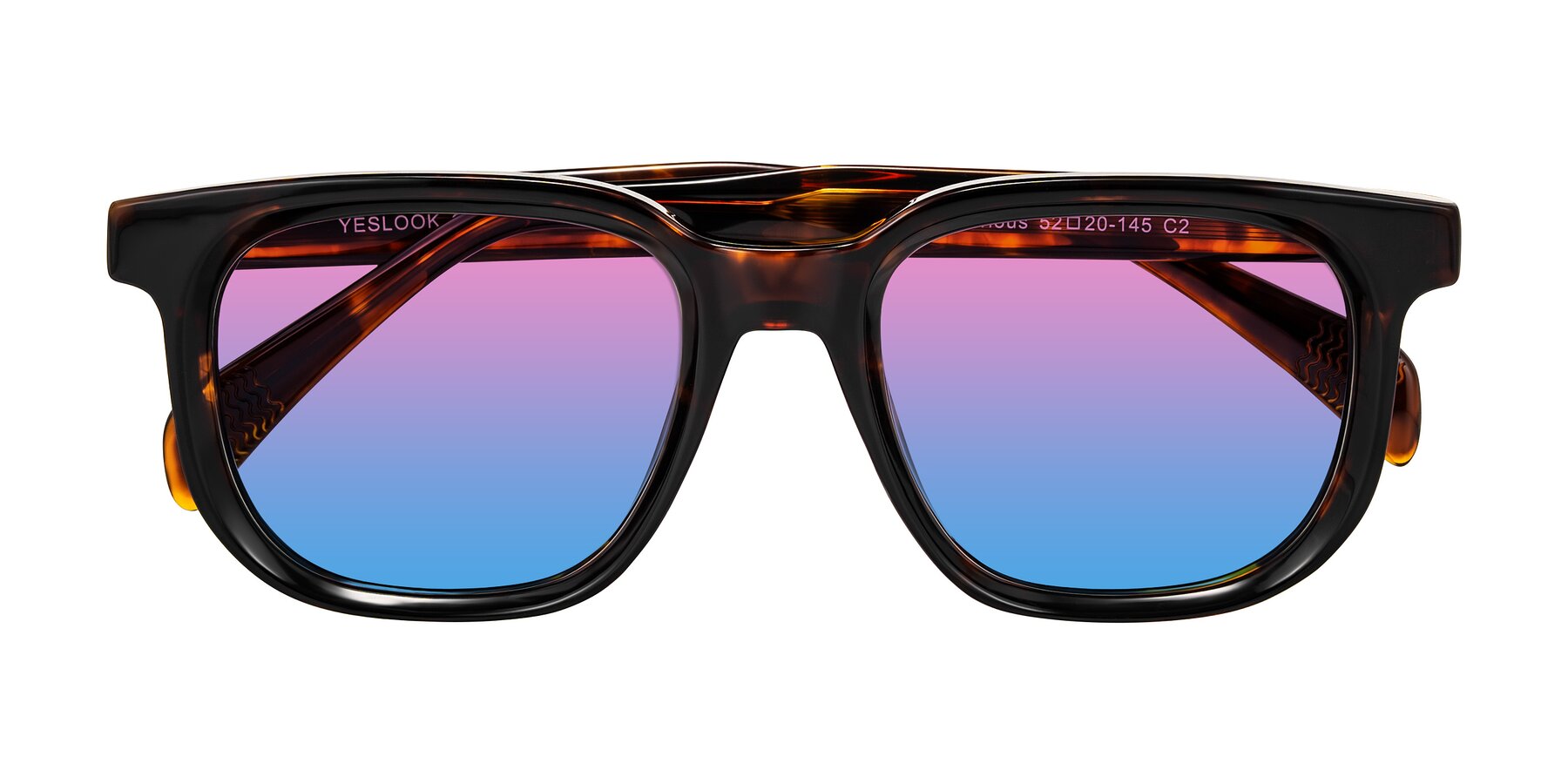 Folded Front of Mysterious in Dark Tortoise with Pink / Blue Gradient Lenses