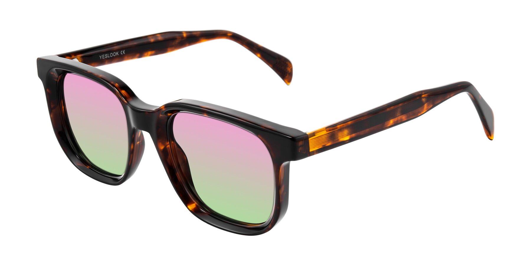 Angle of Mysterious in Dark Tortoise with Pink / Green Gradient Lenses