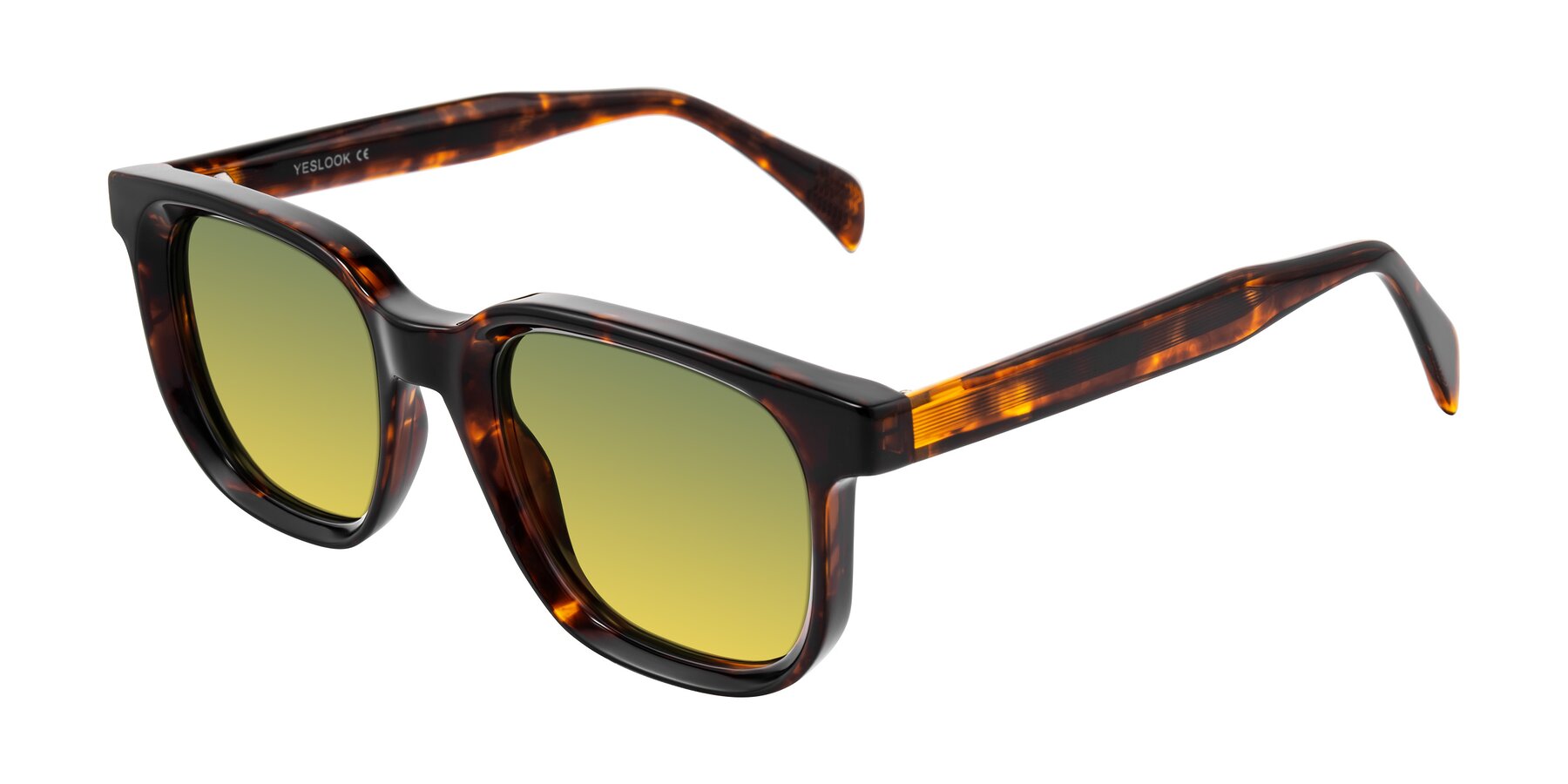 Angle of Mysterious in Dark Tortoise with Green / Yellow Gradient Lenses