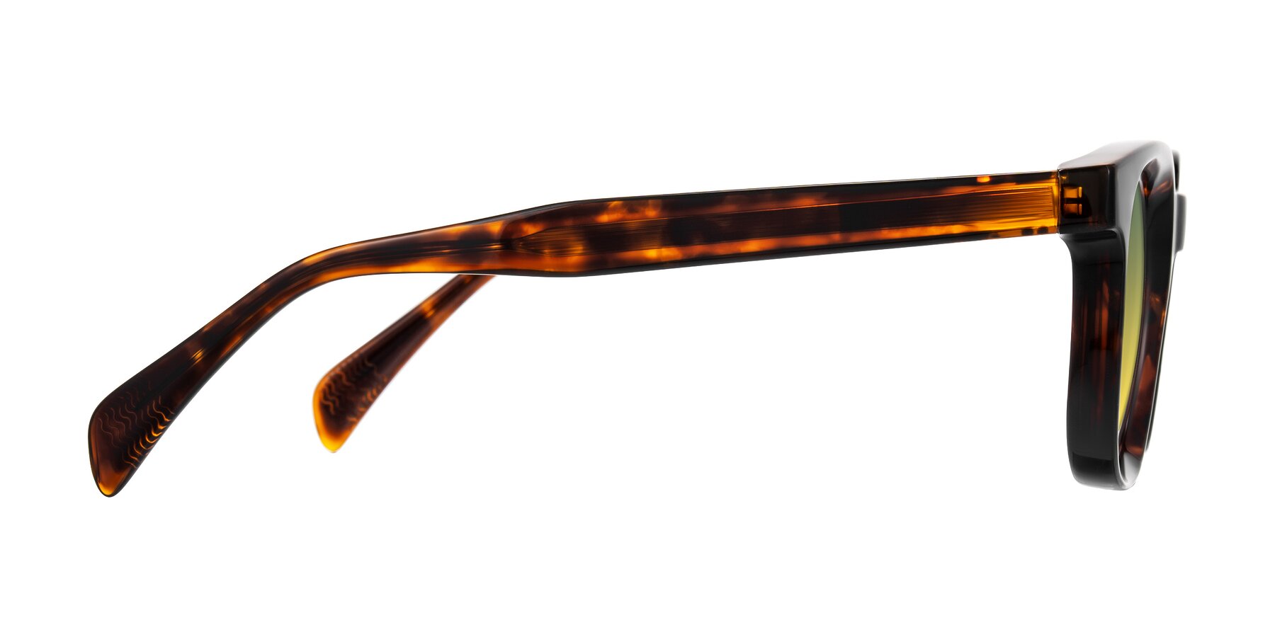 Side of Mysterious in Dark Tortoise with Green / Yellow Gradient Lenses