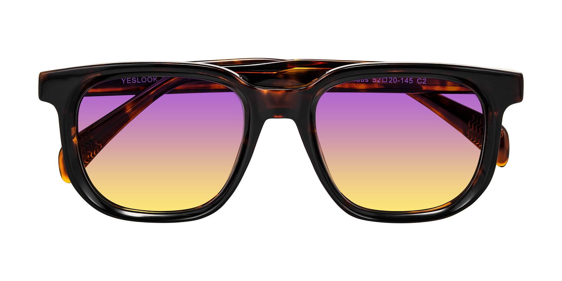 Folded Front of Mysterious in Dark Tortoise with Purple / Yellow Gradient Lenses