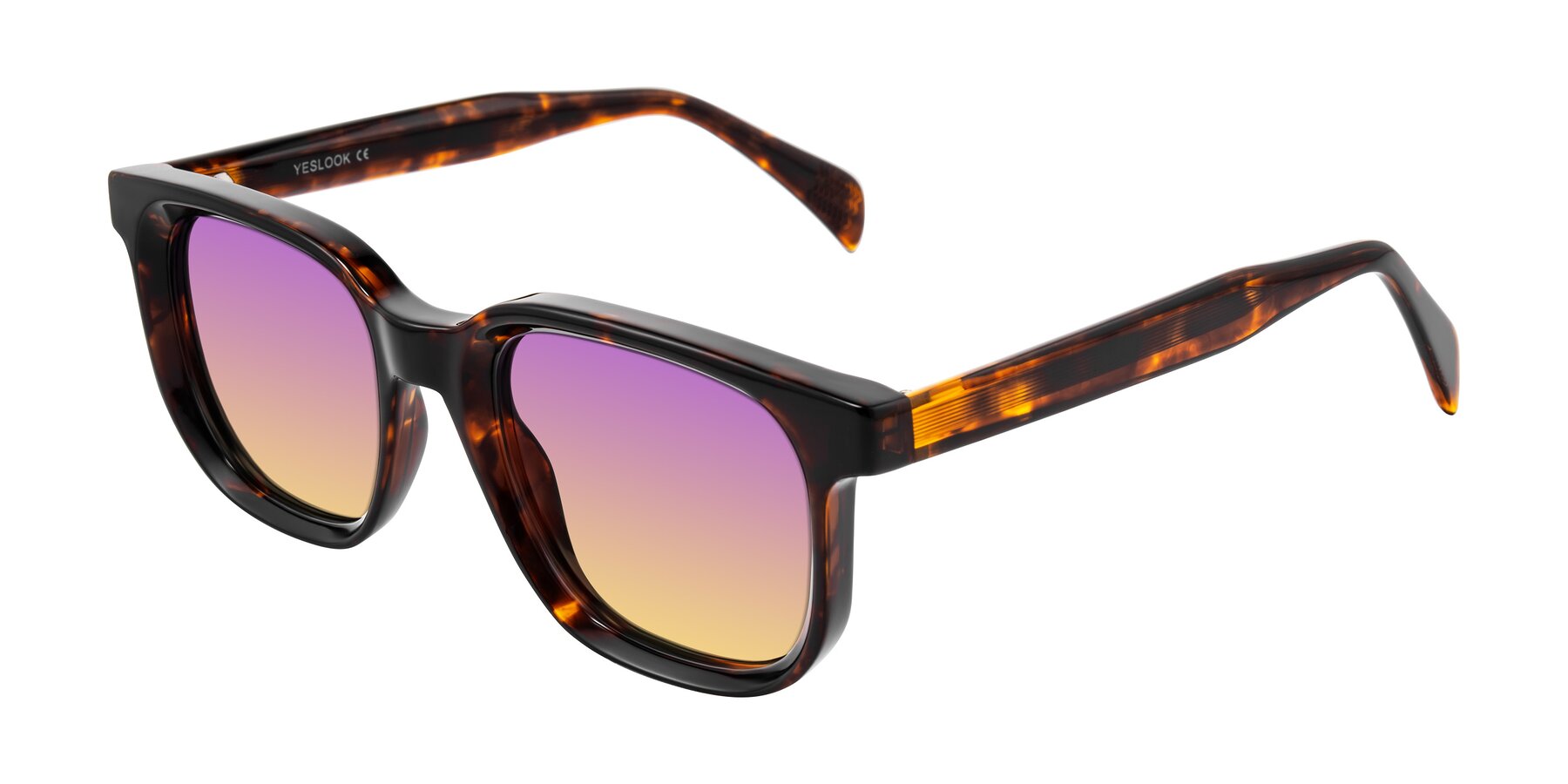 Angle of Mysterious in Dark Tortoise with Purple / Yellow Gradient Lenses