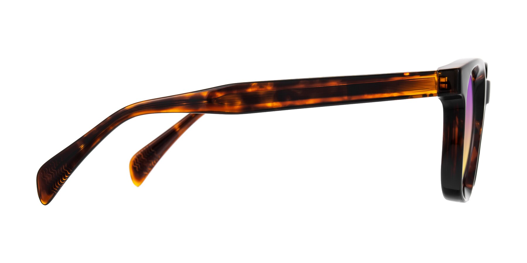 Side of Mysterious in Dark Tortoise with Purple / Yellow Gradient Lenses