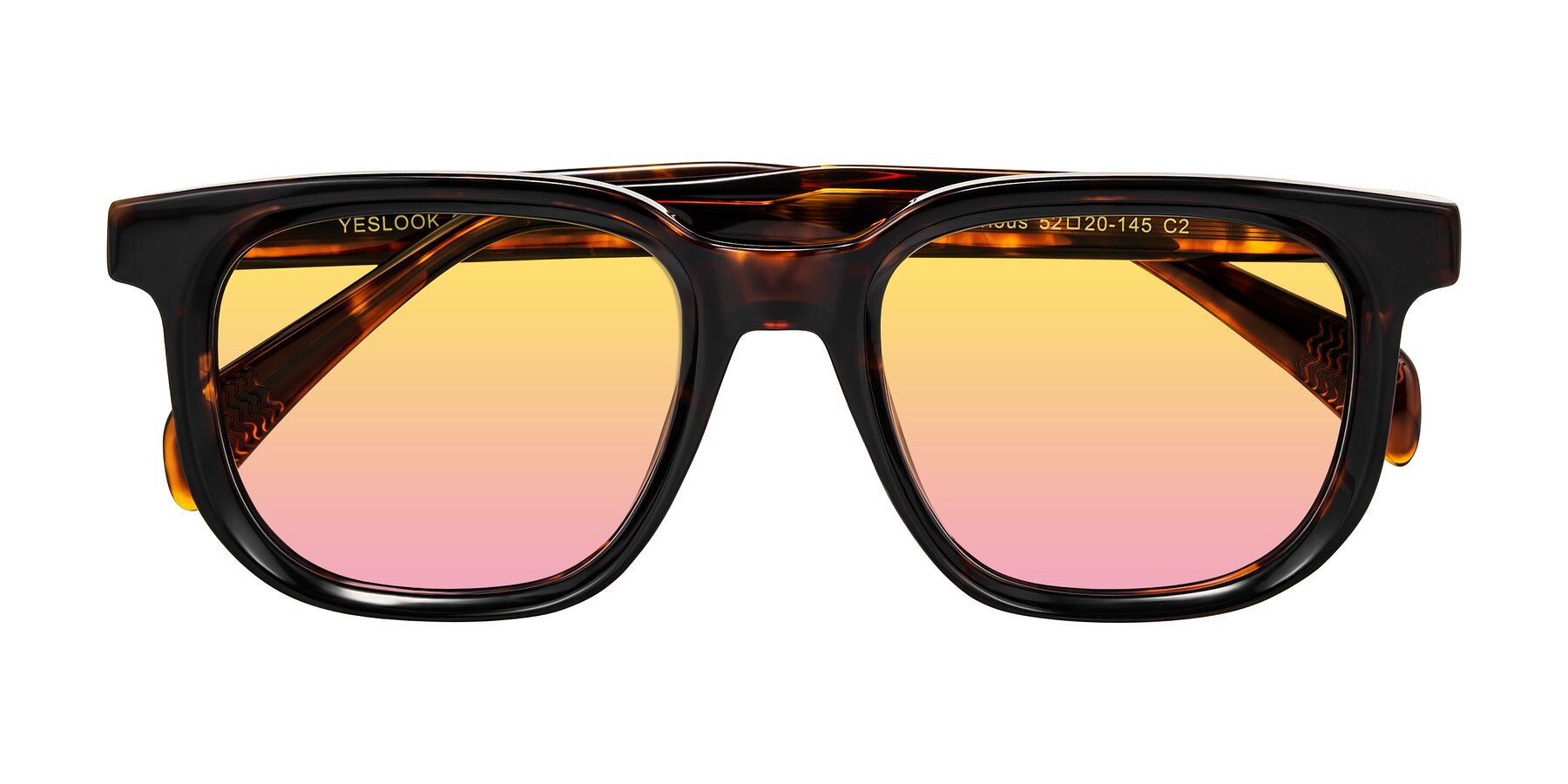 Folded Front of Mysterious in Dark Tortoise with Yellow / Pink Gradient Lenses