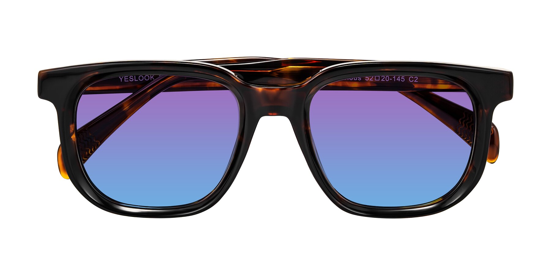 Folded Front of Mysterious in Dark Tortoise with Purple / Blue Gradient Lenses