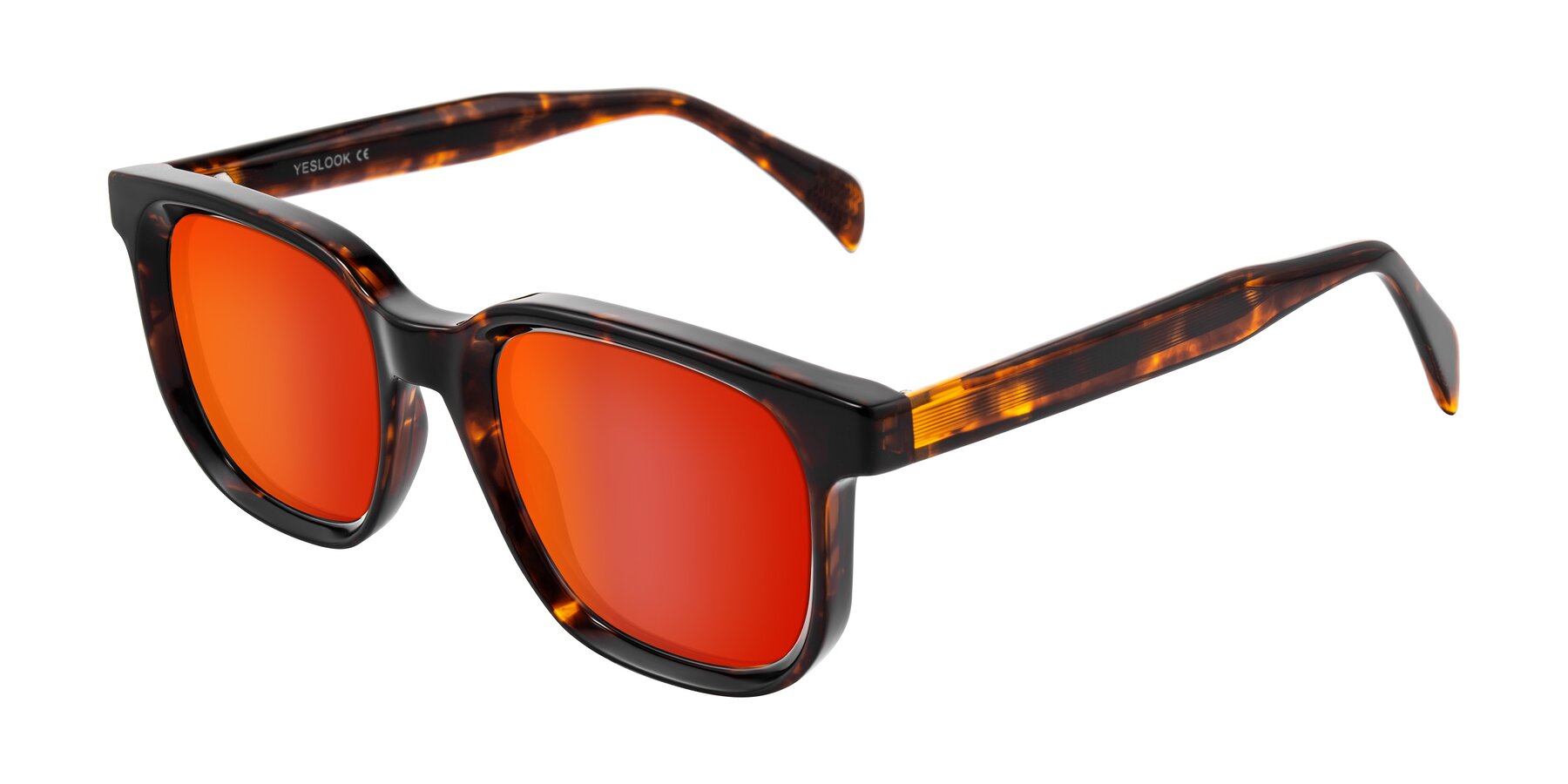 Angle of Mysterious in Dark Tortoise with Red Gold Mirrored Lenses