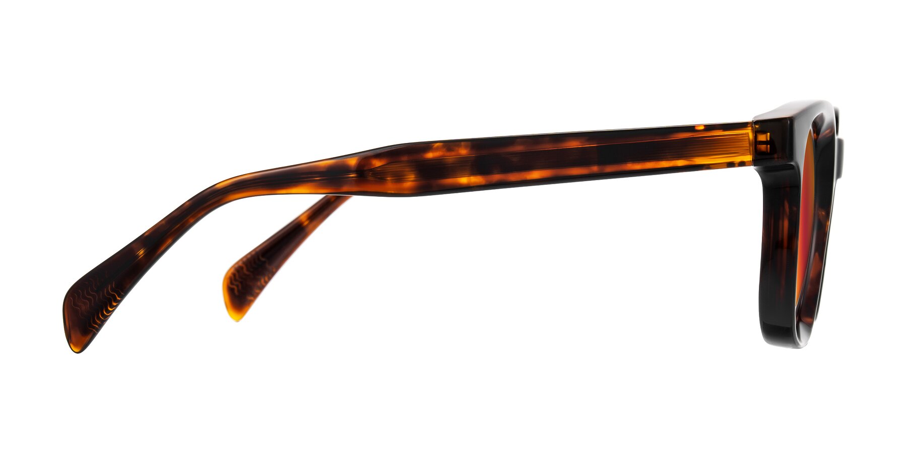 Side of Mysterious in Dark Tortoise with Red Gold Mirrored Lenses