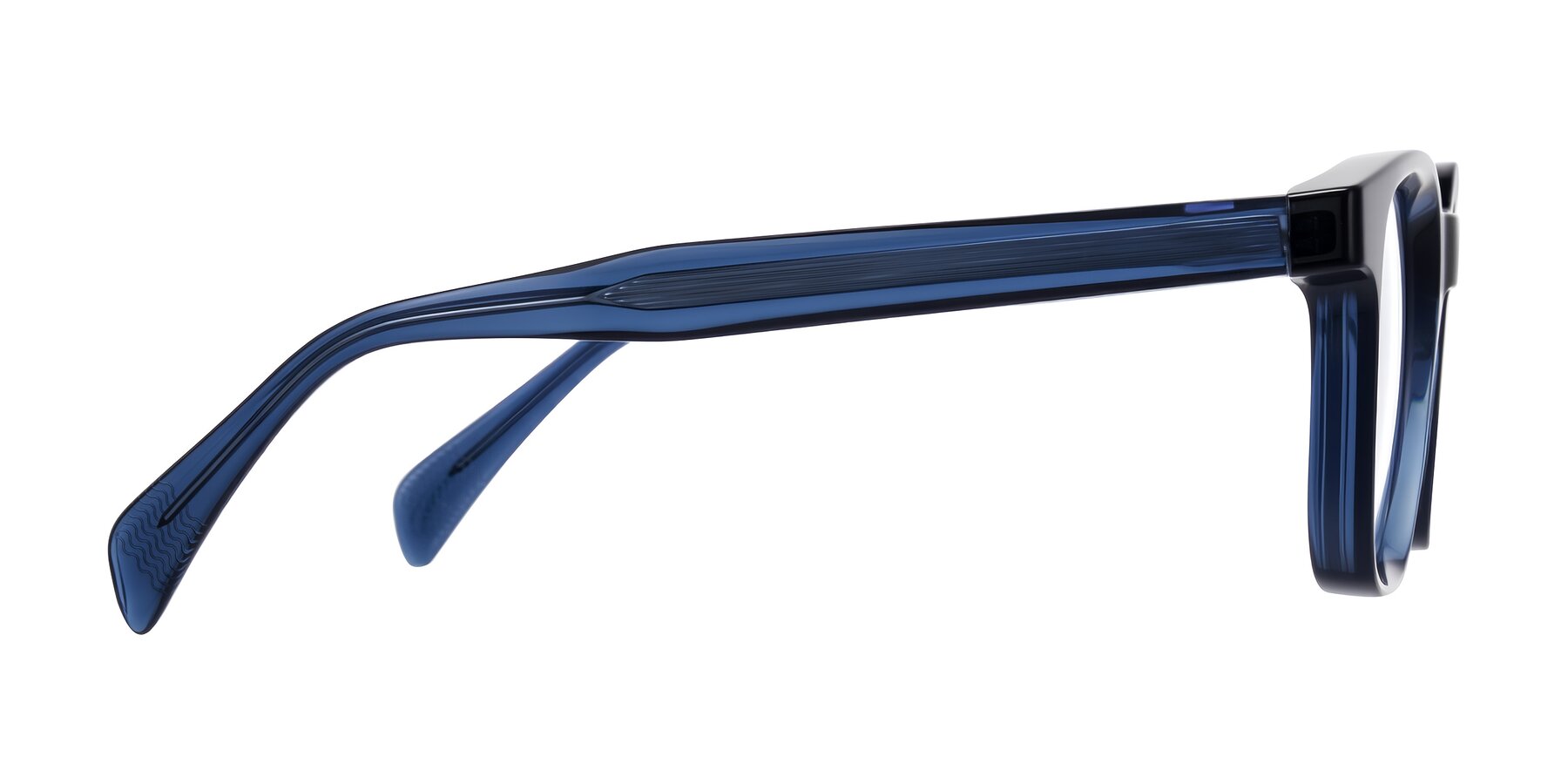 Side of Mysterious in Dark Blue with Clear Eyeglass Lenses