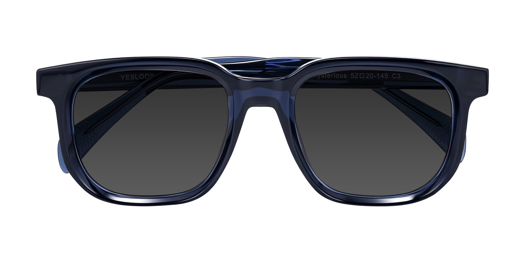 Folded Front of Mysterious in Dark Blue with Gray Tinted Lenses