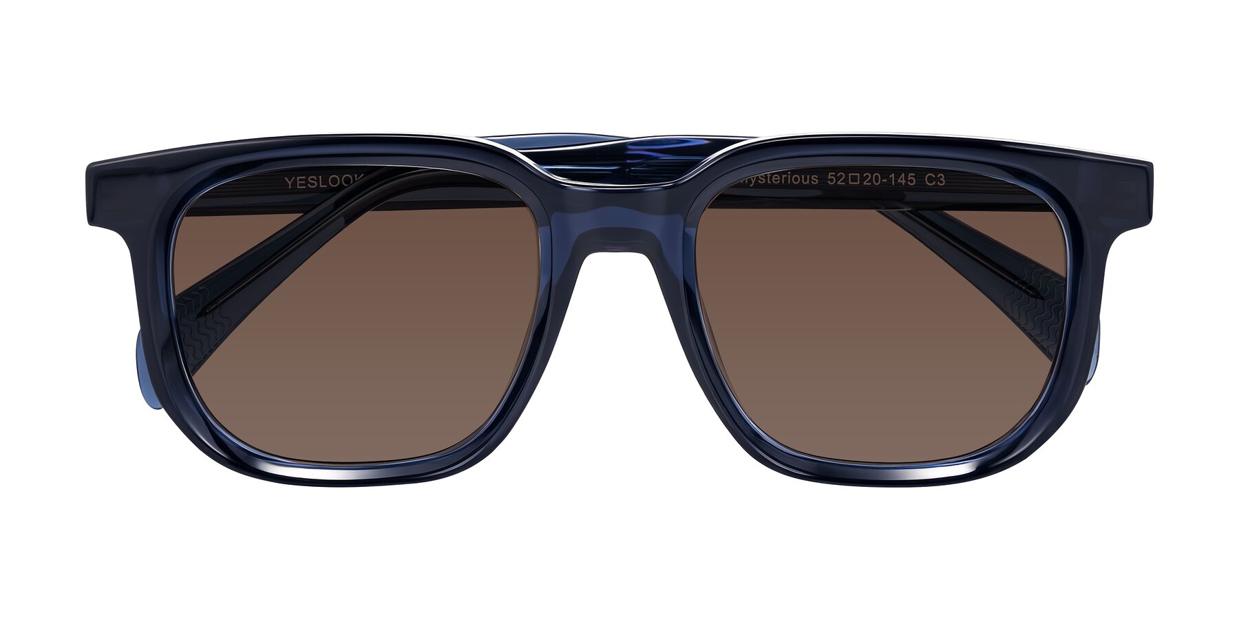 Folded Front of Mysterious in Dark Blue with Brown Tinted Lenses