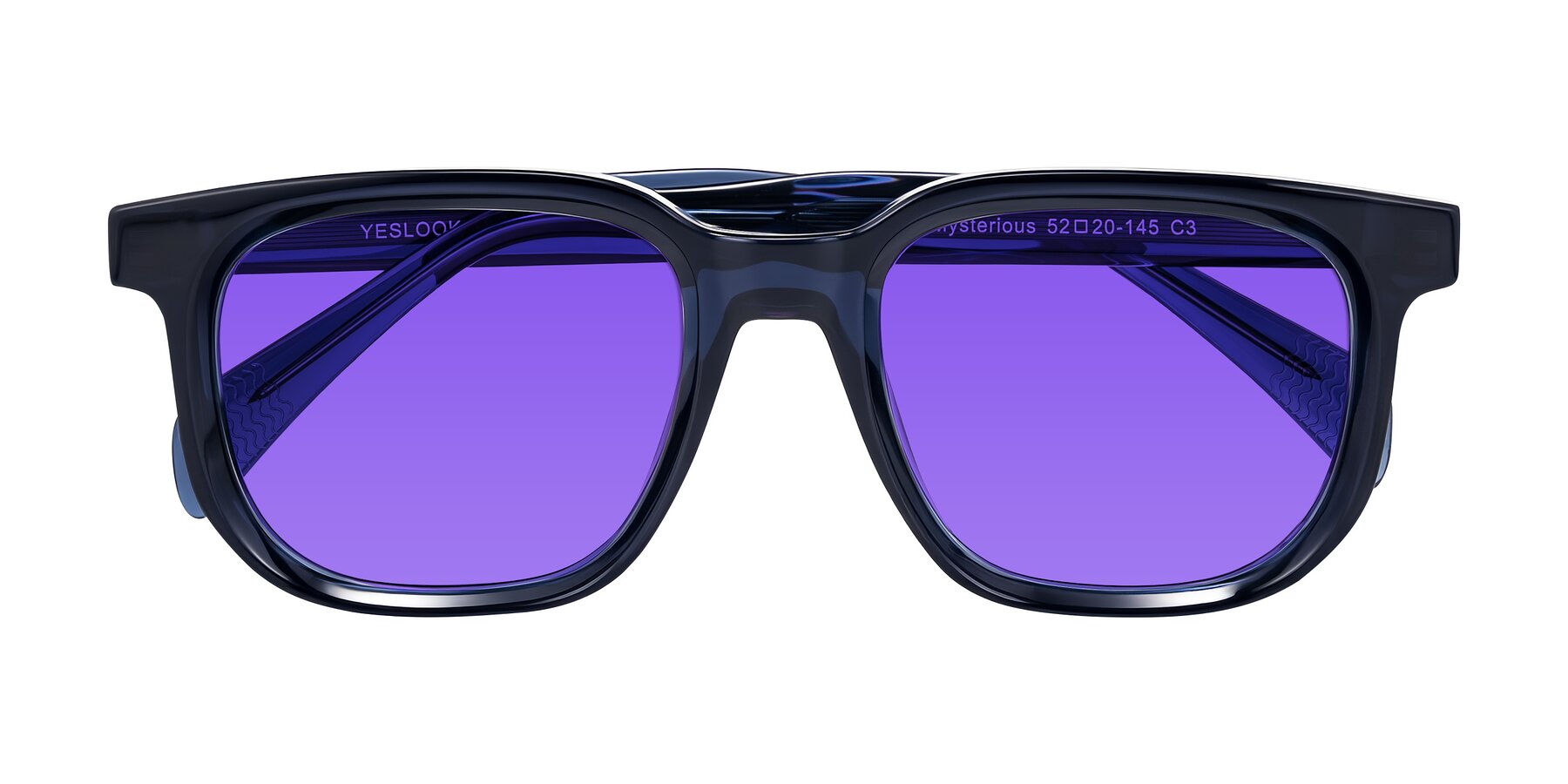 Folded Front of Mysterious in Dark Blue with Purple Tinted Lenses
